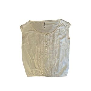 y2k white sequined button blouse